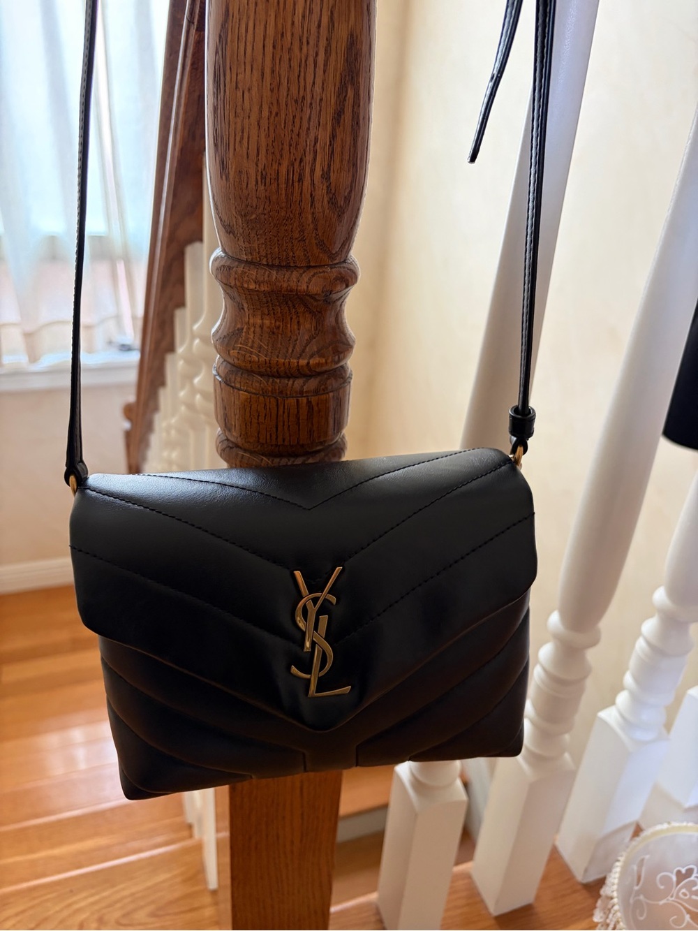 YSL Toy Lou Lou Saint Laurent Black Quilted Leather Crossbody with Gold YSL Logo - Picture 1 of 8
